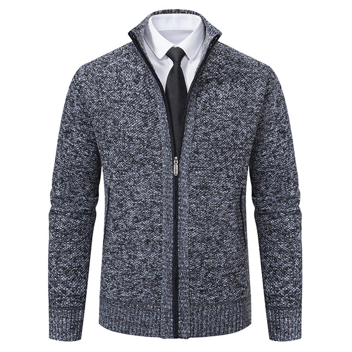 Herren elegante Strickjacke mit hohem Kragen und praktischem Reißverschluss Aliams