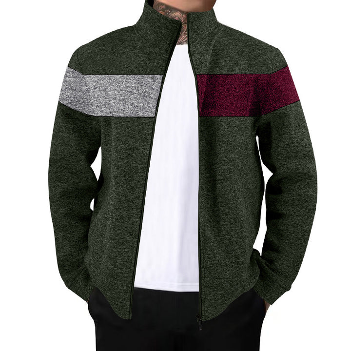 Herren Sportjacke mit kontrastierenden Farben und hohem Stehkragen Aliams