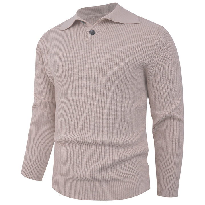 Herren Strickpullover mit modernem Polokragen und funktionalem Knopfverschluss Aliams