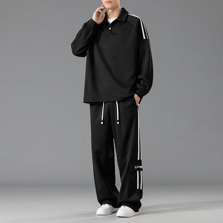 Herren Sportliches Freizeit-Set mit hohem Kragen und praktischen Taschen Aliams