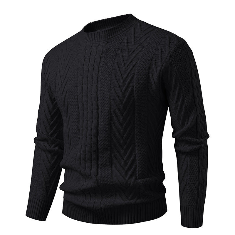 Herren Grobstrickpullover mit Zopfmuster und Rundhalsausschnitt Aliams