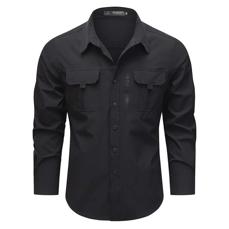 Herren praktische Outdoor-Hemd mit vielseitigen Taschen Aliams
