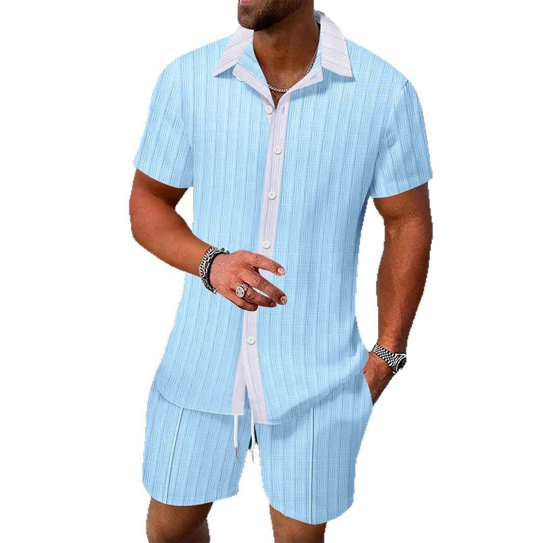 Herren Freizeit Hemd mit Knopfleiste und Shorts Set Aliams