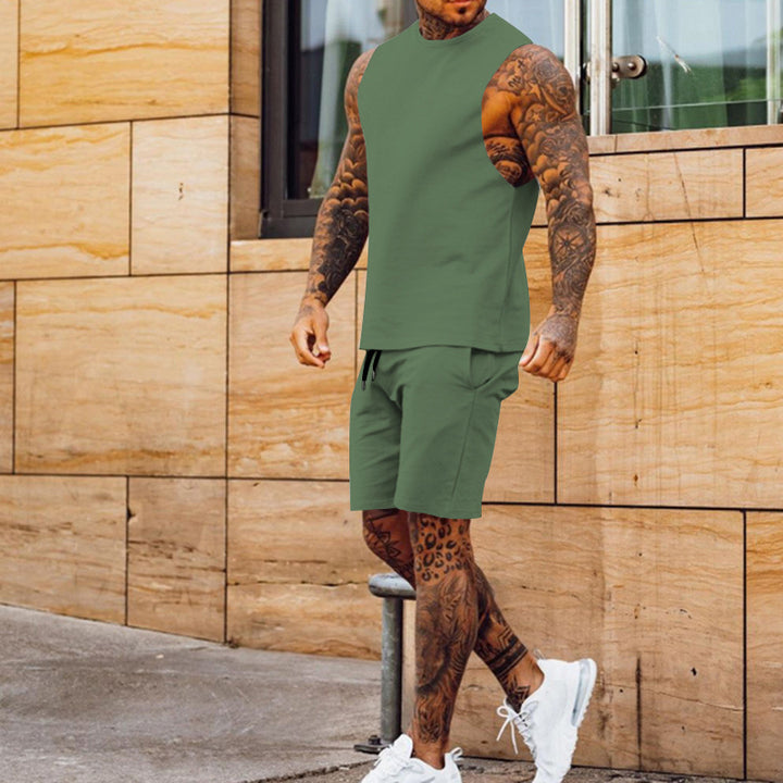 Herren sportliches Tanktop und Shorts-Set mit elastischem Bund Aliams