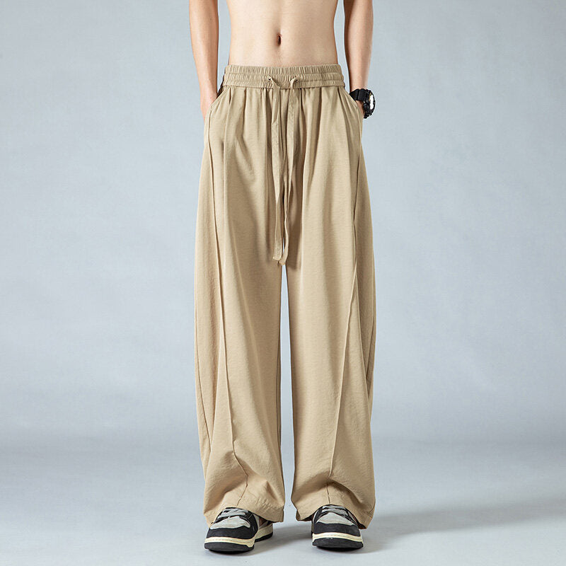 Herren Bequeme und lässige Stoffhose mit elastischem Bund und weit geschnittenem Schnitt Aliams