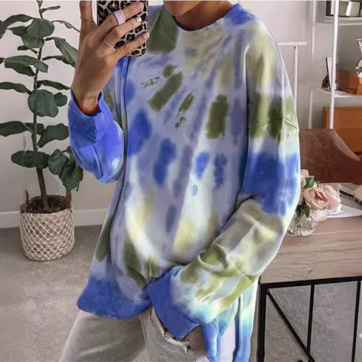 Damen stylishes Batik-Sweatshirt mit lockerer Passform und Rundhalsausschnitt Aliams