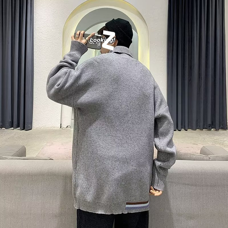 Herren Strickpullover mit hohem Kragen und modernen Rippendetails Aliams