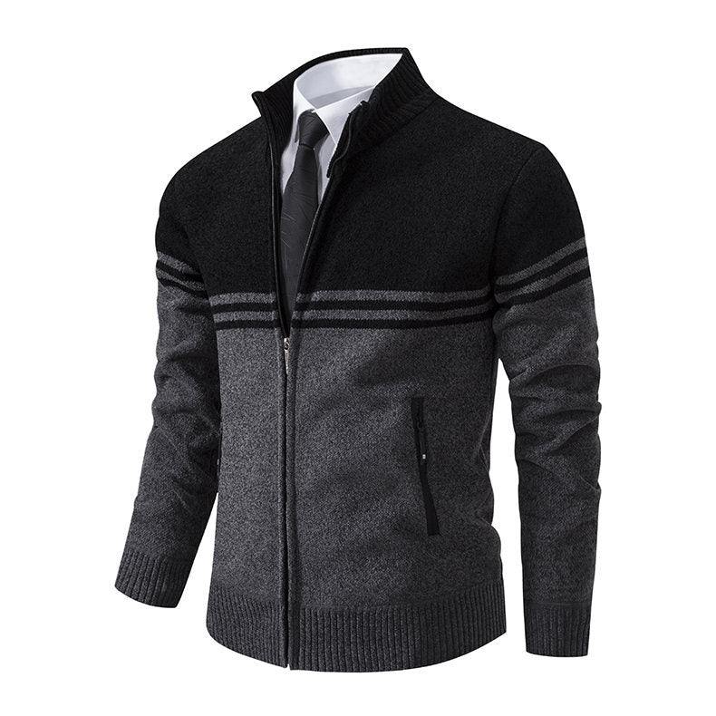 Herren stylische Freizeitjacke mit hohem Kragen und moderner Zipper-Detailierung Aliams