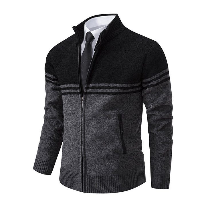 Herren stylische Freizeitjacke mit hohem Kragen und moderner Zipper-Detailierung Aliams