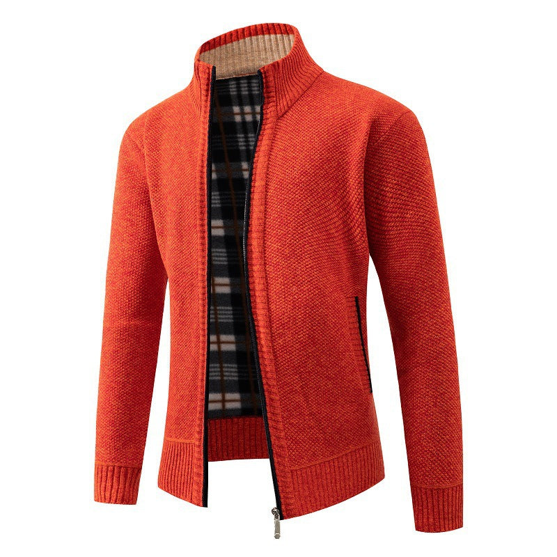 Herren elegante Strickjacke mit hohem Kragen und praktischem Reißverschluss Aliams