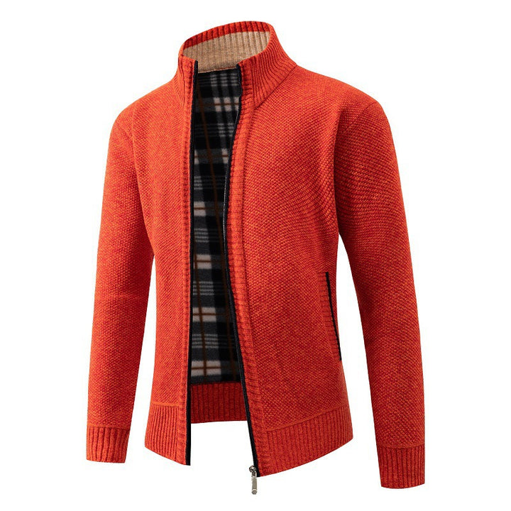 Herren elegante Strickjacke mit hohem Kragen und praktischem Reißverschluss Aliams