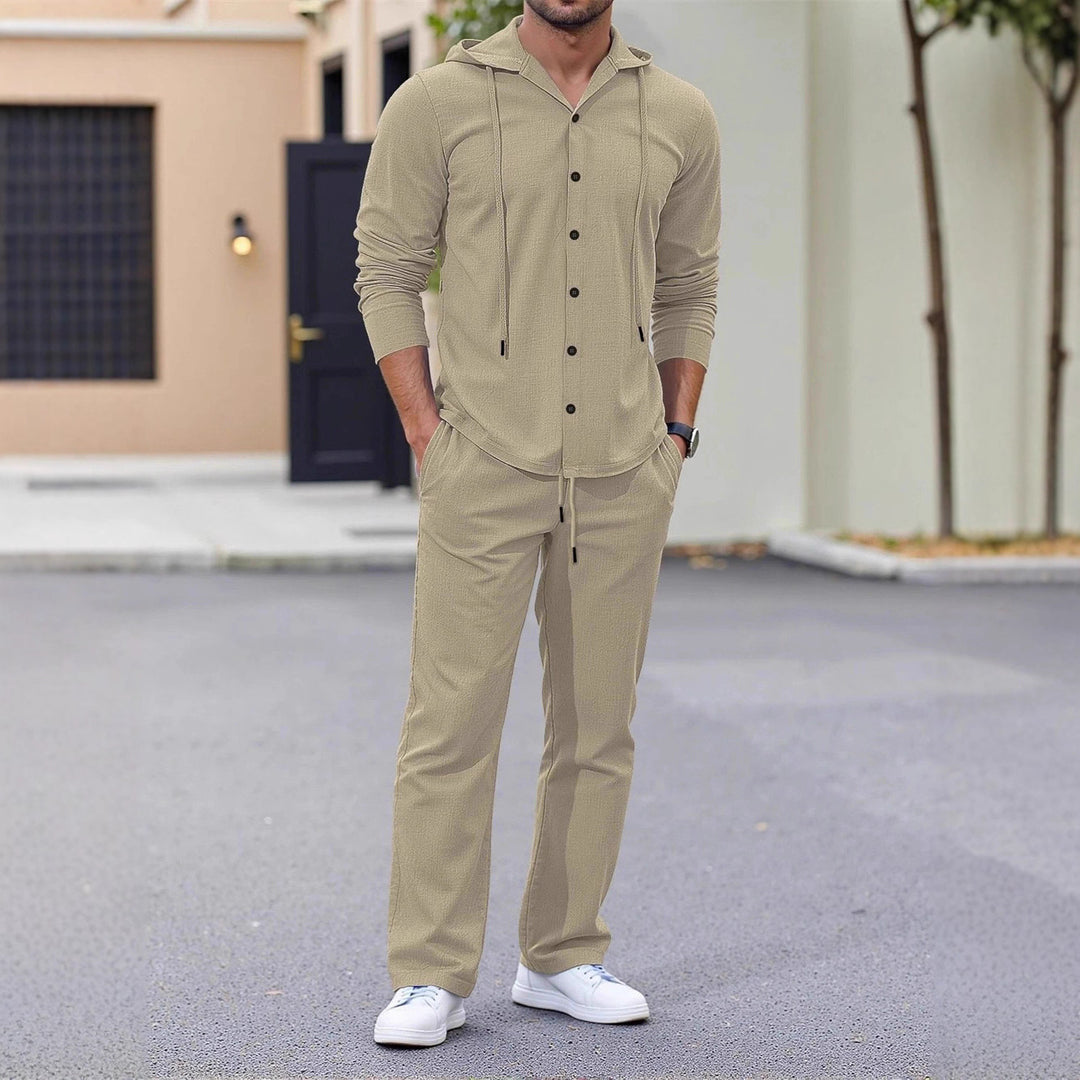 Herren entspannendes Freizeit-Outfit mit Kapuze und praktischen Taschen Aliams