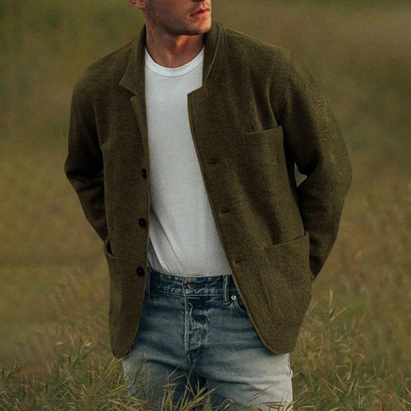 Herren elegante Cardigan-Jacke im entspannten Schnitt mit praktischen Taschen Aliams