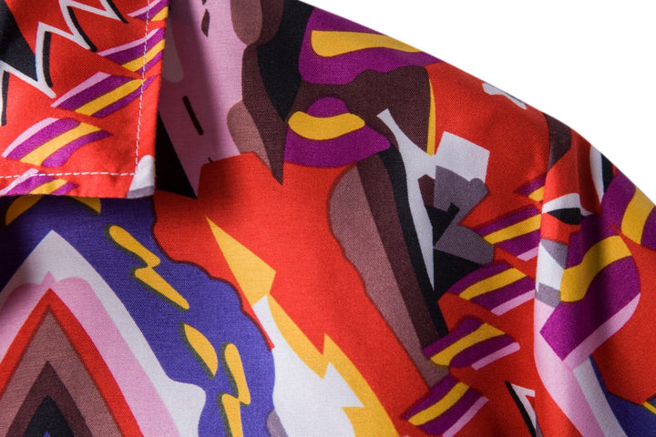 Herren Kurzarmhemd mit auffälligem geometrischen Design und praktischer Brusttasche Aliams