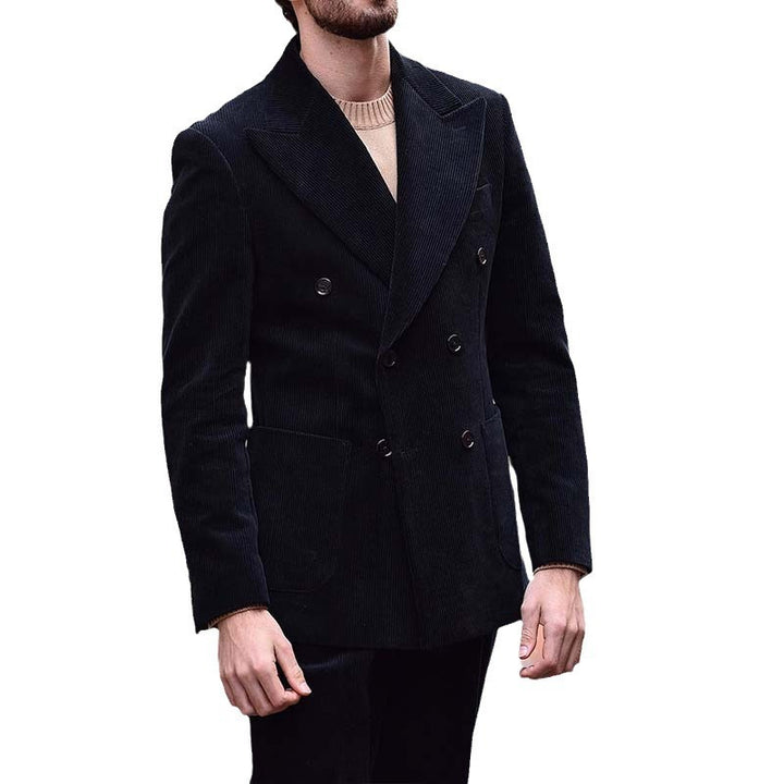 Herren eleganter Cord-Blazer mit doppelter Knopfleiste und praktischen Taschen Aliams