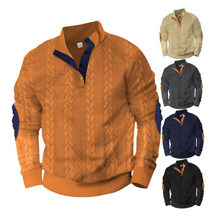 Herren Strickpullover mit hohem Kragen und modischem Zopfdesign Aliams