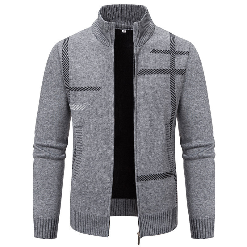 Herren Strickjacke mit modernem Zipper und hohem Kragen Aliams