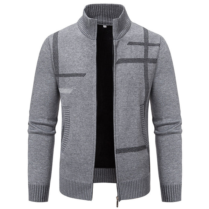 Herren Strickjacke mit modernem Zipper und hohem Kragen Aliams