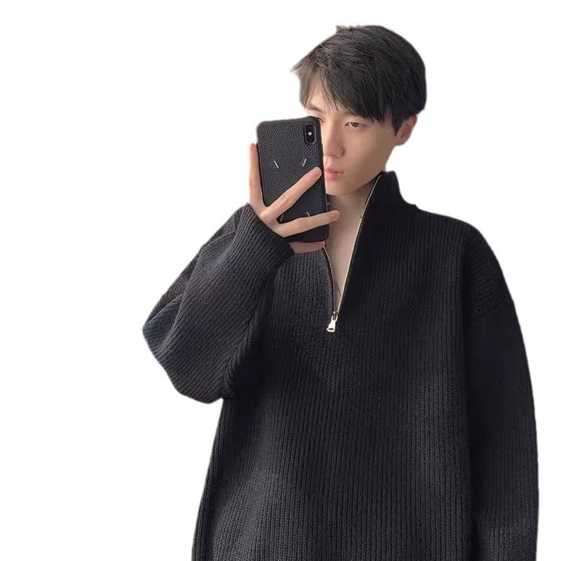 Herren Grobstrickpullover mit Stehkragen und Reißverschluss Aliams