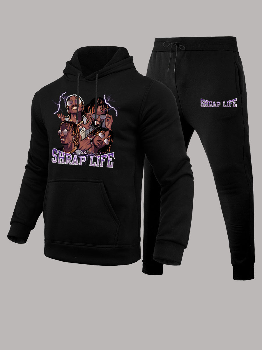 Herren Hoodie und Jogginghose Set mit kreativem Grafikdruck Aliams