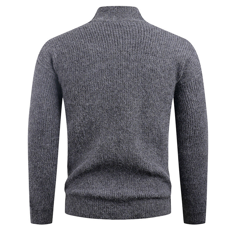 Herren Strickpullover mit modernem Reißverschluss und strukturierter Textur Aliams