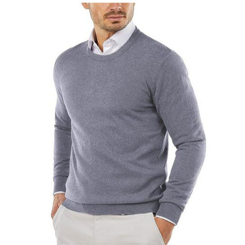 Herren eleganter Rundhals-Pullover aus feiner Baumwolle Aliams