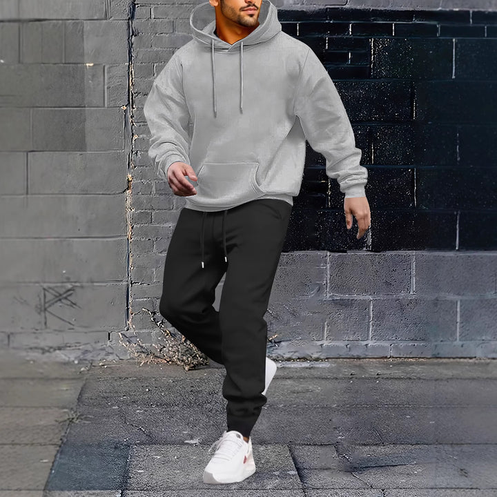 Herren Sportiver Kapuzenanzug mit verstellbarem Bund und seitlichen Taschen Aliams