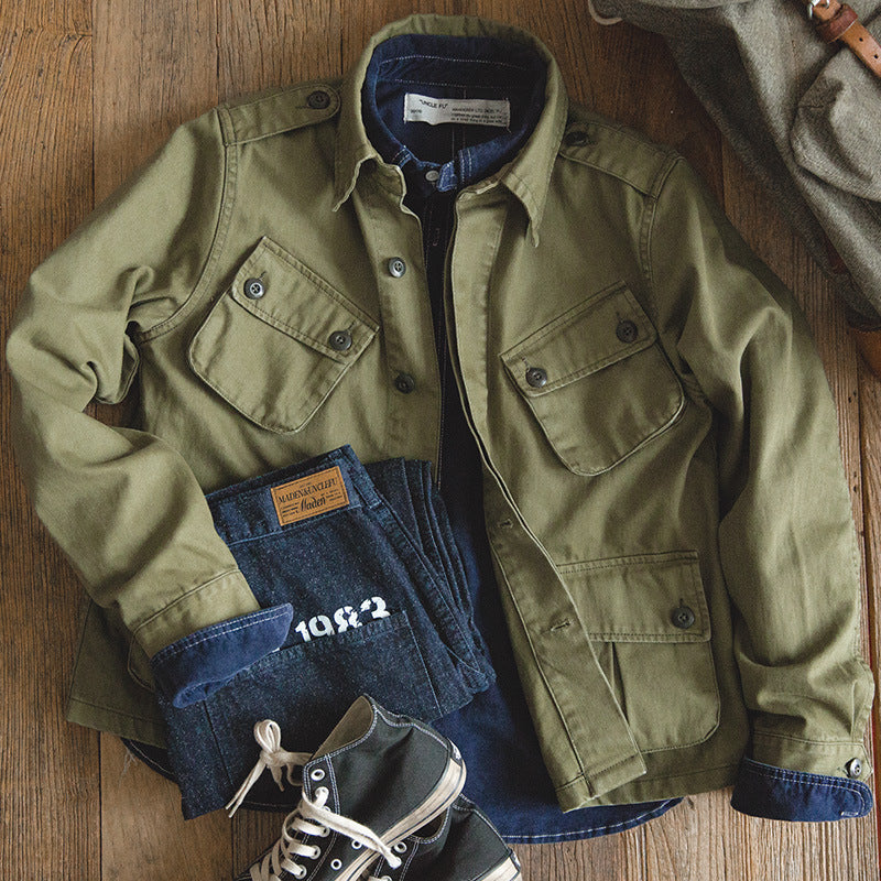 Herren Utility-Jacke mit großen aufgesetzten Taschen und strapazierfähigem Material Aliams