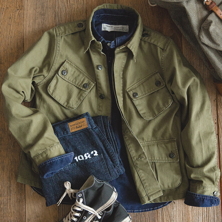 Herren Utility-Jacke mit großen aufgesetzten Taschen und strapazierfähigem Material Aliams