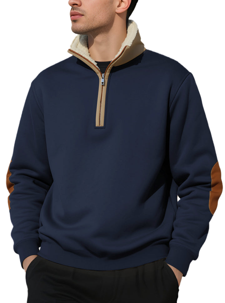 Herren Kapuzenpullover mit halbem Reißverschluss und weichem Fleecefutter Aliams