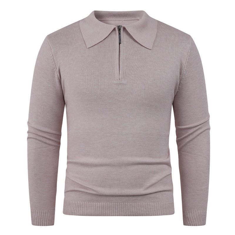 Herren Strickpullover mit halb offenem Kragen und feiner Rippenstruktur Aliams