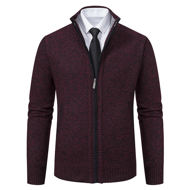 Herren elegante Strickjacke mit hohem Kragen und praktischem Reißverschluss Aliams