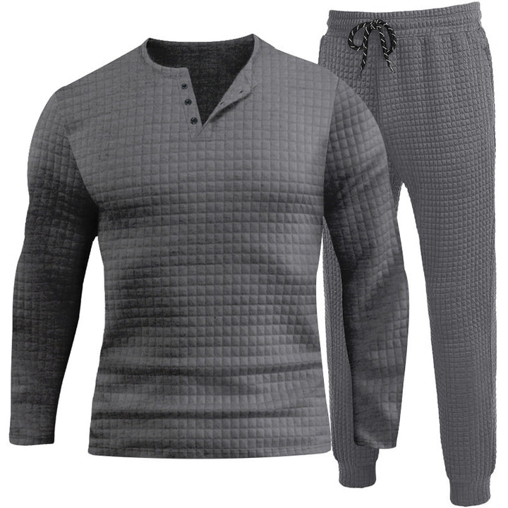 Herren Dreiteiliges Set mit strukturiertem Langarmshirt und Jogginghose Aliams