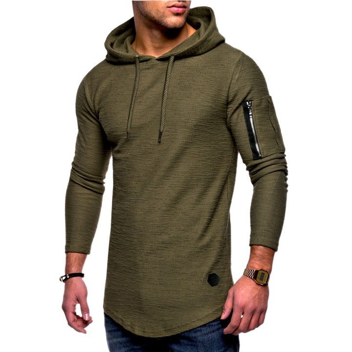 Herren Kapuzenpullover mit asymmetrischem Schnitt und Reißverschlusstasche Aliams