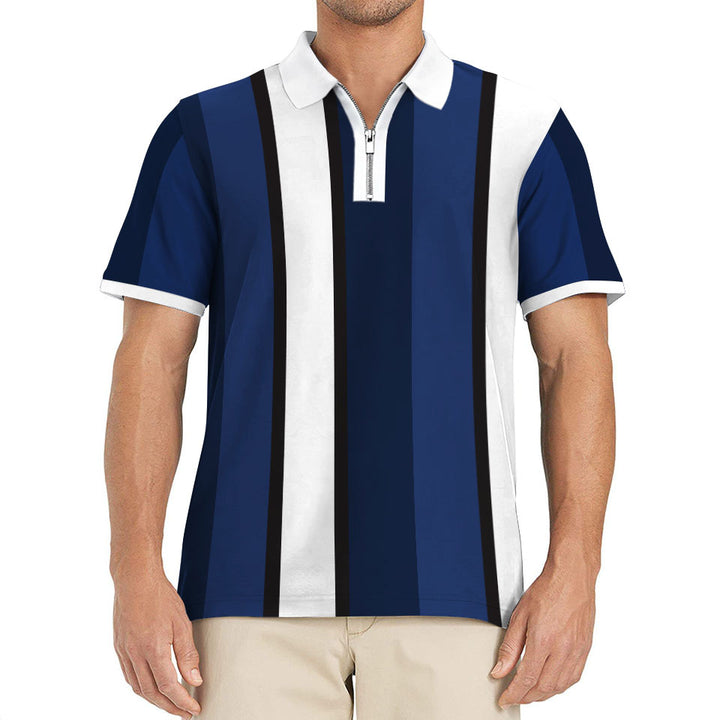 Herren Poloshirt mit praktischem Reißverschluss und modernem Streifendesign Aliams
