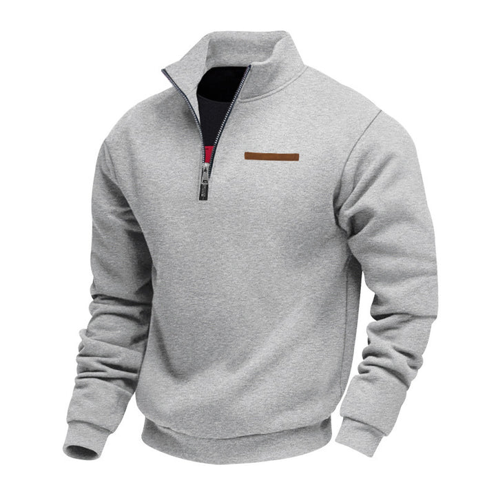 Herren sportlicher Fleece-Pullover mit halbem Reißverschluss Aliams