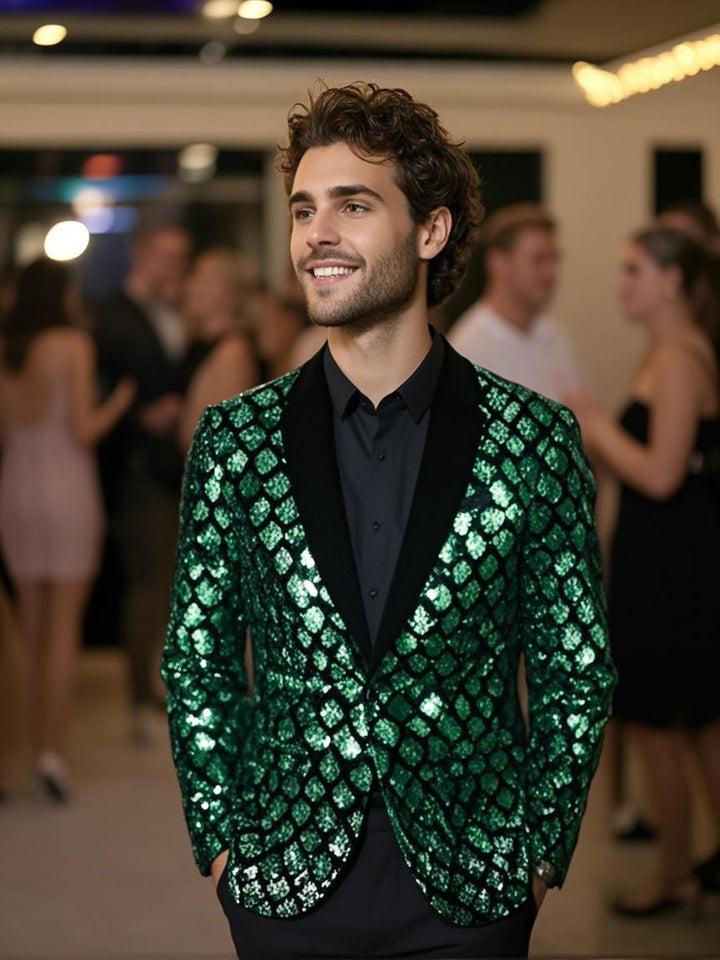 Herren Glamouröser Paillettenblazer mit elegantem Schnitt Aliams