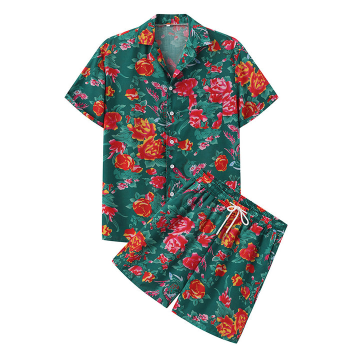 Damen Sommerliches Set mit floralem Kurzarmhemd und Shorts Aliams