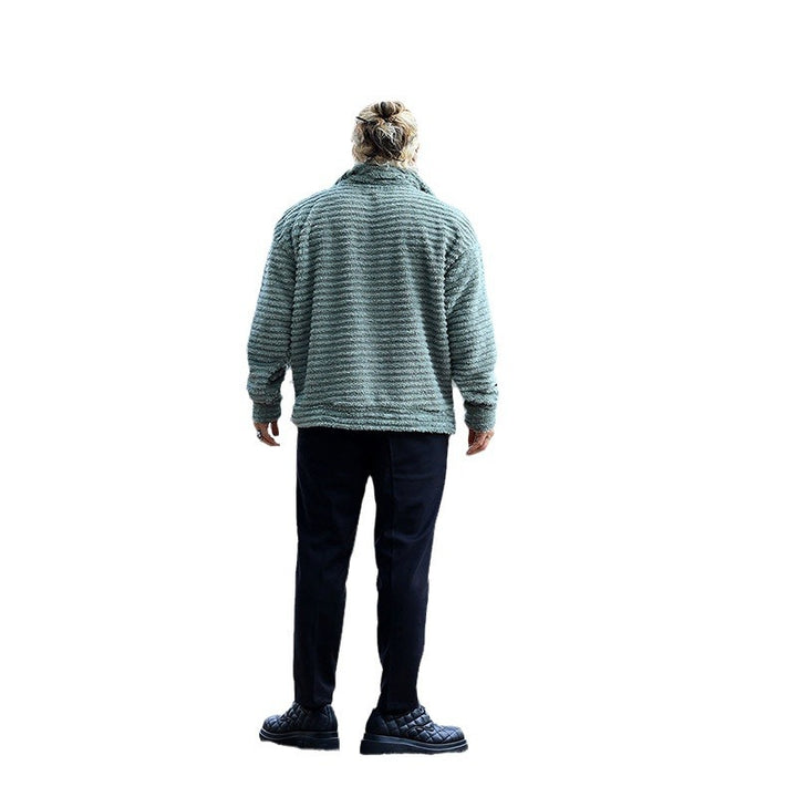 Herren weicher Fleece-Pullover mit hellem Reißverschluss und strukturiertem Design Aliams