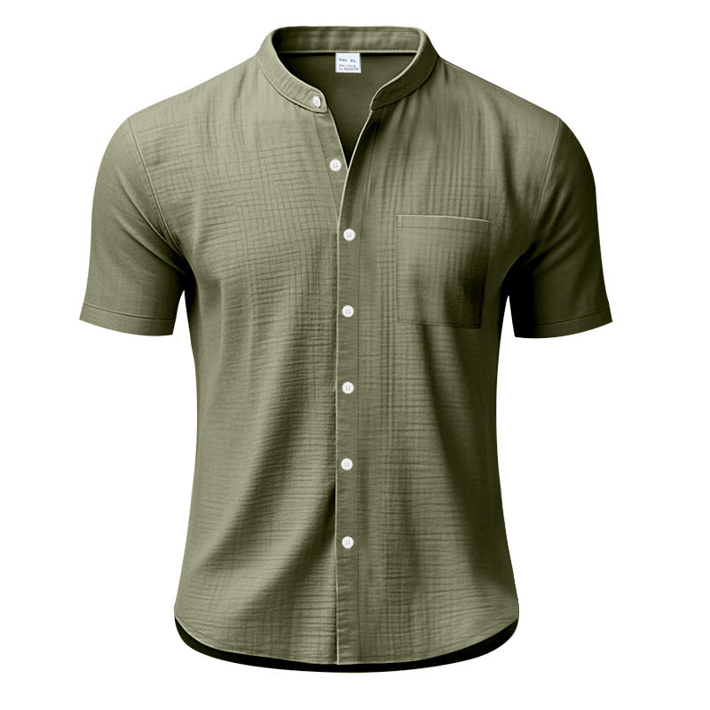 Herren Kurzarm-Henley-Shirt mit strukturiertem Design und Brusttasche Aliams