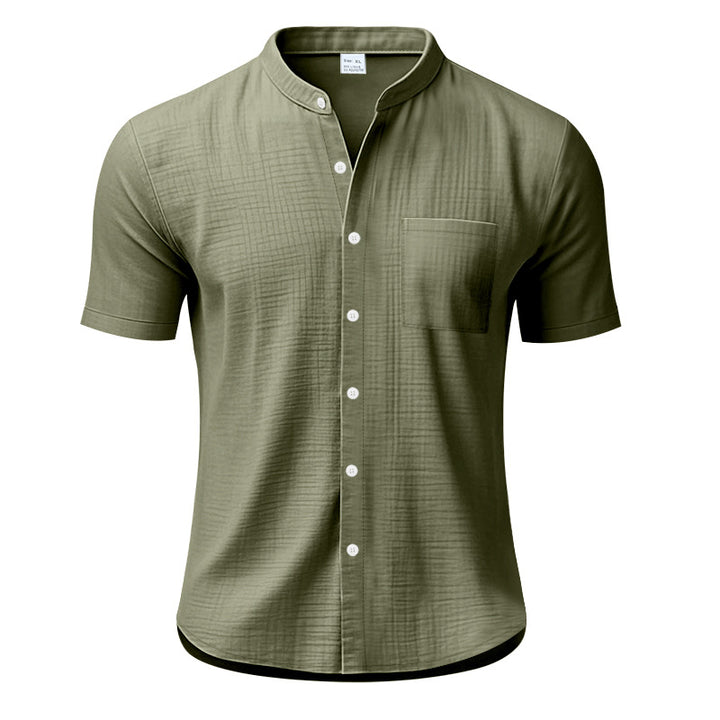 Herren Kurzarm-Henley-Shirt mit strukturiertem Design und Brusttasche Aliams