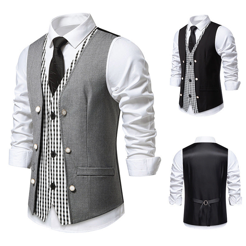 Herren elegante Weste mit kariertem Innenfutter Aliams