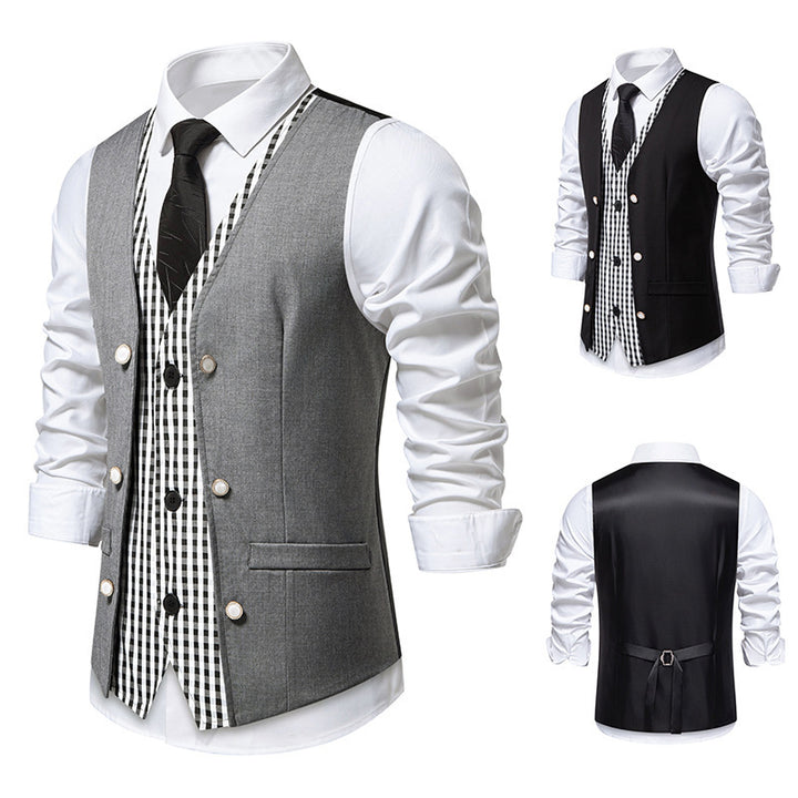 Herren elegante Weste mit kariertem Innenfutter Aliams