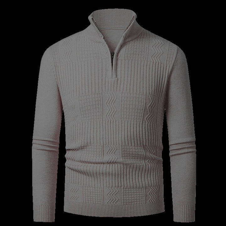 Herren Strickpullover mit modernem Reißverschluss und strukturierter Oberfläche Aliams