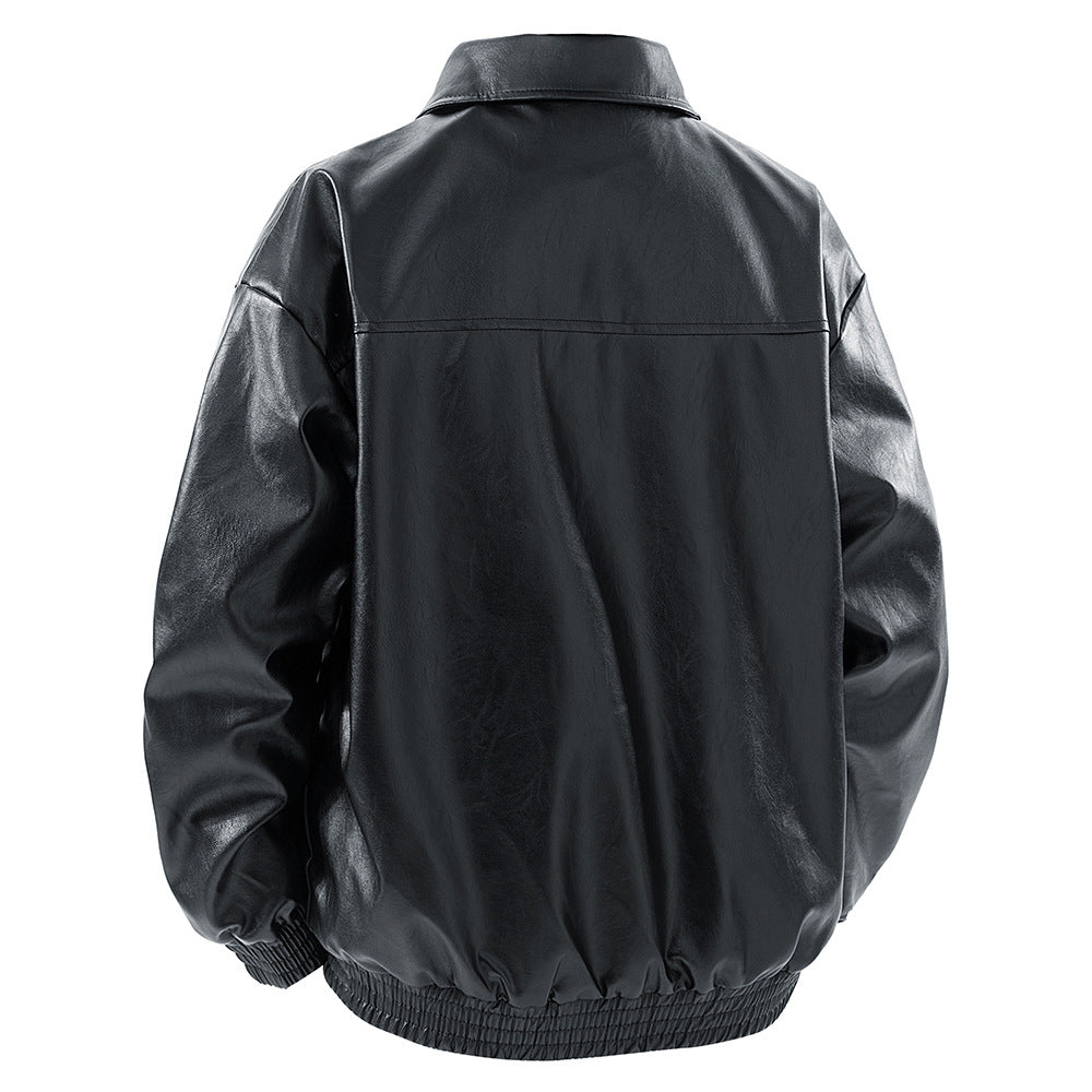 Herren kunstleder Jacke im klassischen Look mit praktischen Brusttaschen Aliams