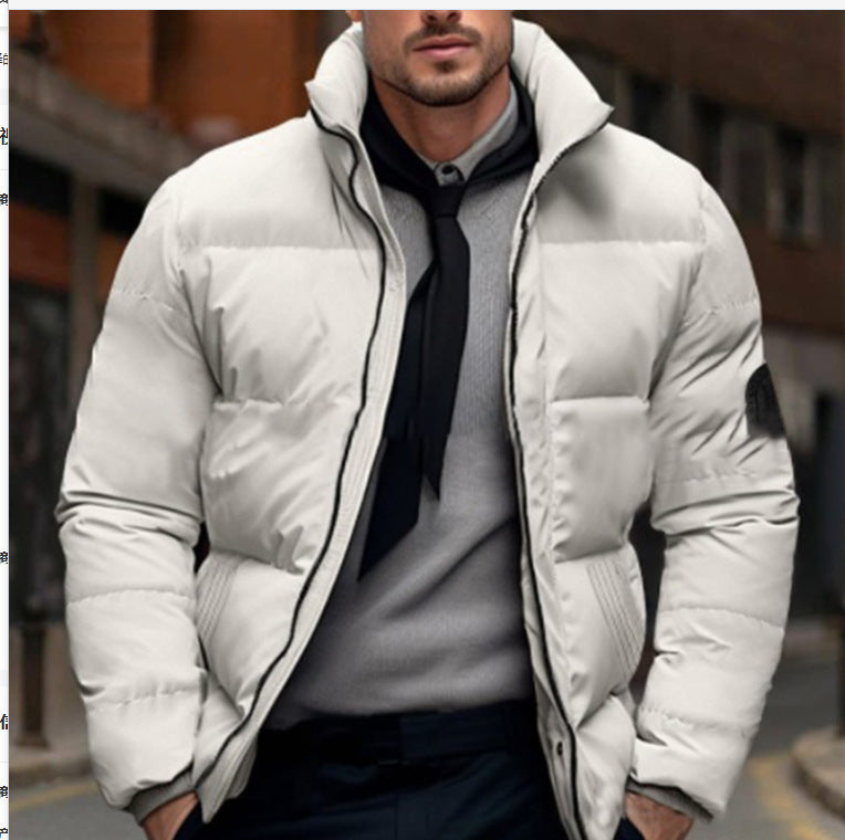 Herren gesteppte Winterjacke mit hohem Kragen und individuell anpassbarem Verschluss Aliams