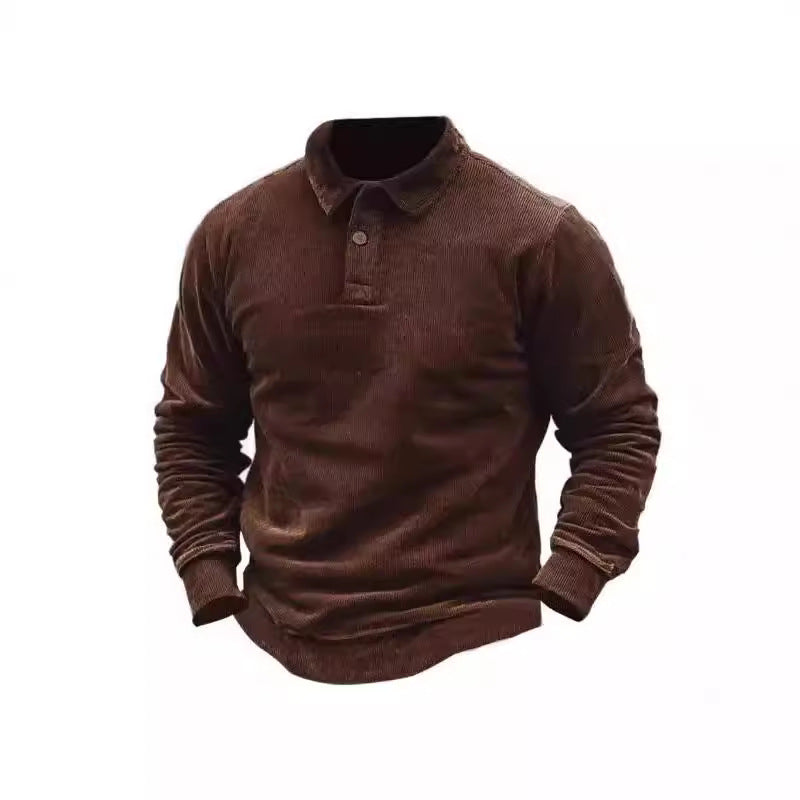 Herren Cord-Polohemd mit Knopfleiste und klassischem Kragen Aliams