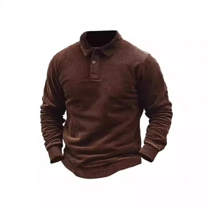 Herren Cord-Polohemd mit Knopfleiste und klassischem Kragen Aliams