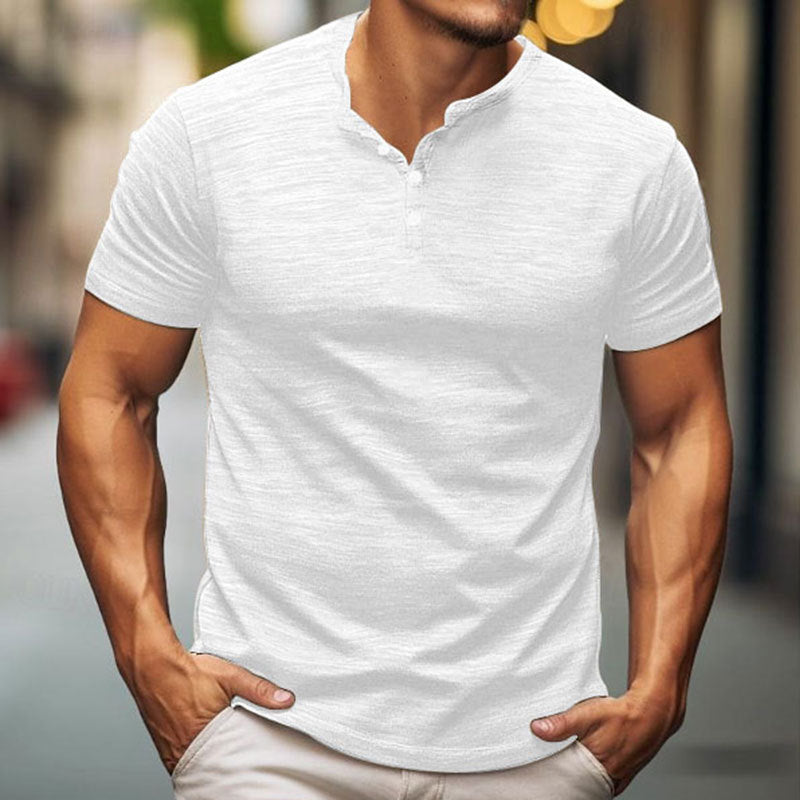 Herren Kurzarm-T-Shirt mit Knopfleiste Aliams