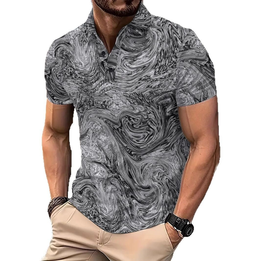 Herren Kurzarm Poloshirt mit innovativem Wellenmuster Aliams